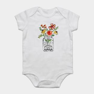 Womens Happiness Is Being A Nana Shirt - Flower Art - Grandma Tee T-Shirt For Women Baby Bodysuit